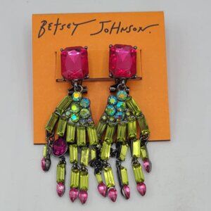 Betsey Johnson Green Witches Skeleton Hands Drop Earrings NWT!  NEW!